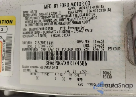 2017 Ford Fusion S from USA, damaged, VIN 3FA6P0G7XHR174586